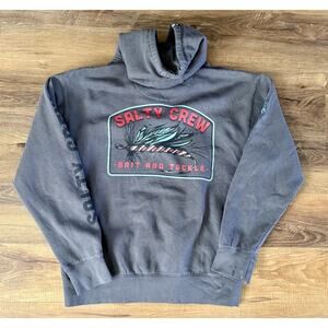 Salty Crew Hoodie Mens Medium M Grey Pullover Sweatshirt Outdoor Fishing
